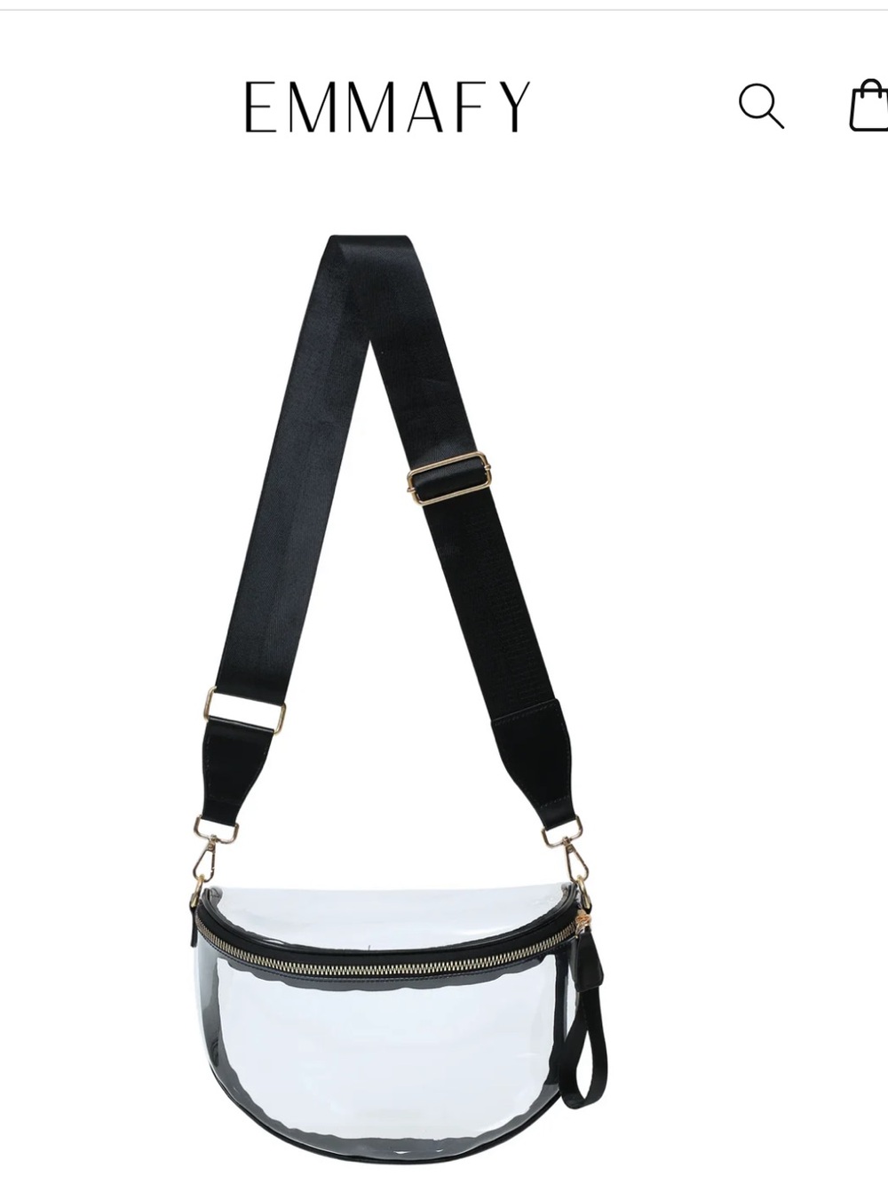 New Emmafy clear crossbody stadium Bag black trim - Picture 5 of 8